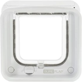 تصویر درِ هوشمند گربه SureFlap Microchip Connect (دهانه عبور: حدود ۱۴٫۲ × ۱۲ سانتی‌متر) – اتصال به اپلیکیشن موبایل، تشخیص میکروچیپ، نصب روی در، شیشه و دیوار – رنگ سفید 
