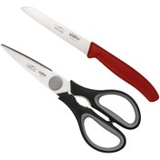 تصویر قیچی آشپزخانه چندمنظوره جی فی نی مدل G-01 مجموعه 2 عددی - مشکی 