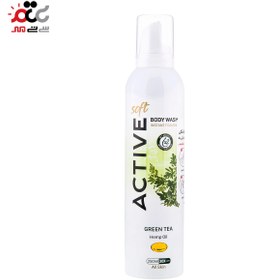 تصویر فوم شستشوی بدن حاوی روغن شاهدانه با رایحه چای سبز اکتیو 250 میلی لیتر Active body wash foam 250 ml