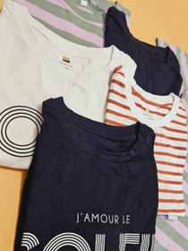 تصویر تیشرت نخ و پنبه زنانه وارداتی سورمه ای 