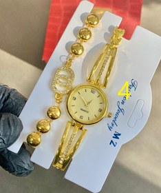 تصویر ساعت فول نگین همراه دستبند کد 03 