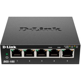 تصویر سوئیچ 5 پورت دی لینک مدل DGS-105 D-Link DGS-105‎ 5 Port Gigabit Desktop Switch