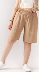 تصویر شلوارک زنانه جنس کراش نخی - سبز تیره 