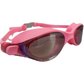 تصویر عینک شنای کانکوئست صورتی با قاب طلایی 