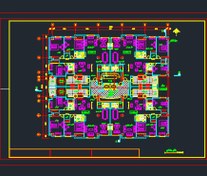 تصویر فایل اتوکد پلان آپارتمان مسکونی ۲۰۰ متری، پلان فاز ۱ و جانمایی ابعاد 32.30 در 28.40 