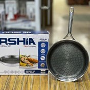 تصویر ماهی تابه استیل کف لیزری عرشیا 24 سانتی متری مدل SS050-3165 ARSHIA SS050-3165 Stainless Steel Non-Stick 3-Ply Frypan 24CM