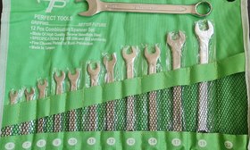 تصویر آچار یکسرتخت یکسر رینگی تایوانی 12 عددی پرفکت تولز (TP) 12 Pcs Combination Spanner Set