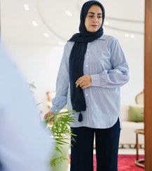 تصویر شومیز کرپ نخ راه راه - سایز 