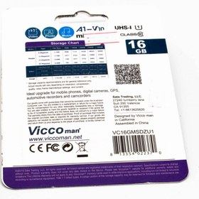 تصویر رم میکرو ویکومن Vicco 80MB/s 16GB بدون خشاب Vicco man microSD Class 10 U1 80MB/s 533X 16GB Memory