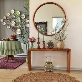 تصویر آینه کنسول چوبی مدرن Modern wooden mirror and console