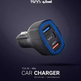 تصویر شارژر فندکی تسکو مدل TCG36 2port 30W Tsco Car Charger TCG36 2port 30W