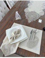 تصویر رانر و زیر بشقابی مجموعه تختخواب دونده 25 قطعه پوشش میز ناهار خوری مدل خوشه 2. GM HOUSE 