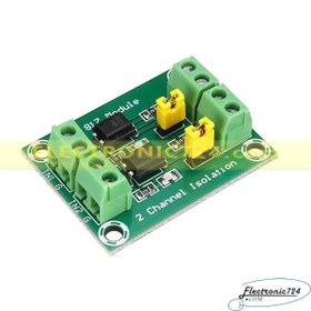 تصویر ماژول ایزولاتور ۲ کانال اپتوکوپلری PC817 module optocoupler two channel pc817