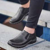 تصویر کفش طبی مردانه کلارک فرزین تمام چرم مشکی 