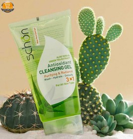 تصویر ژل شستشو صورت شون (Schon) مدل Aloe Vera & Green Tea حجم ۱۵۰ میلی لیتر مجموعه ۲ عددی Schon face wash gel, Aloe Vera & Green Tea model, volume 150 ml, set of 2