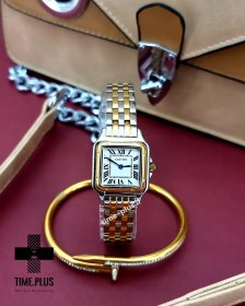 تصویر ساعت سانتوس کارتیر مردانه دو رنگ نقره ای طلایی کارتیر ( Cartier )