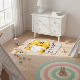 تصویر پادری فانتزی طرح گربه Sweet زرد و خاکستری سایز 60×40 