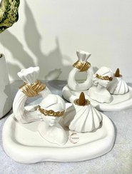 تصویر ست دکوری با مجسمه دختر - کرم 