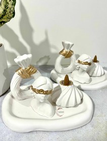 تصویر ست دکوری با مجسمه دختر - کرم 