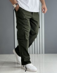تصویر شلوار کارگو کتان نیل سبز 