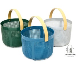 تصویر سبد فلزی دسته چوبی گرد طرح ایکیا 