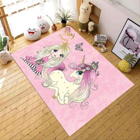 تصویر فرشینه اتاق کودک طرح پرنسس و یونیکرن۲ Nursery Rug princess and unicorn2