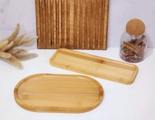 تصویر سینی رولت خوری بامبو بیضی Rectangular bamboo roll tray