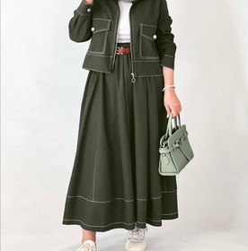 تصویر کت و دامن زنانه مزونی ۱۳۷۸ رنگ سورمه ای 