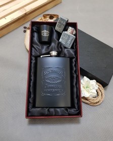 تصویر ست بطری جیبی فندکدار - ست بطری جیبی فندکدار مشکی جک دنیلز Pocket bottle set with lighter