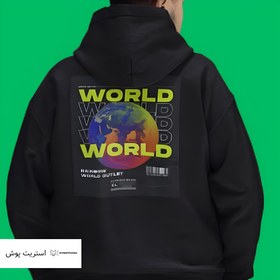 تصویر هودی چاپ پشت مردانه World World با رنگ های مختلف 