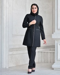 تصویر مانتو شلوار اداری سولماز جنس فاستونی 