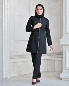 تصویر مانتو شلوار اداری سولماز جنس فاستونی 