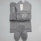 تصویر نیم ست اقتصادی حوله عروس و داماد سنگی LD05 