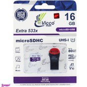 تصویر کارت حافظه microSDXC ویکومن مدل Extre 533X کلاس 10 استاندارد UHS-I U1 سرعت 80MBps ظرفیت 16 گیگابایت به همراه کارت خوان 