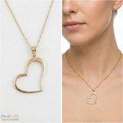 تصویر گردنبند نقره آب طلا طرح قلب 