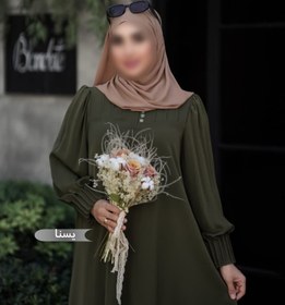 تصویر مانتو عبایی زنانه یسنا مشکی از جنس ابر و بادی 