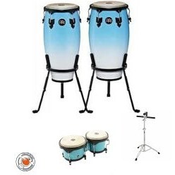 تصویر CONGAS MEINL HADLINER BULO WITH BANGO STAND کونگا دو لنگه ماینل سایز 11.12 با بانگو کارکرده کد 3855 