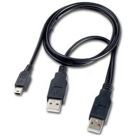 تصویر کابل هارد MINI USB ( ذوزنقه ) به دو سر نر USB 