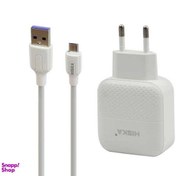 تصویر شارژر دیواری هیسکا مدل H-111Q + کابل تبدیل microUSB 