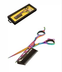 تصویر قیچی CutComb هفت رنگ سایز 6.0 رزونال 