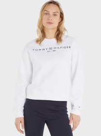 تصویر سویشرت یقه گرد با لوگو برند Tommy Hilfiger Crew Neck Logo Sweatshirt