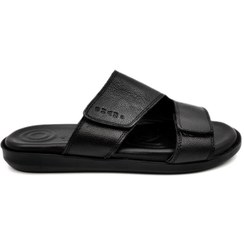 تصویر صندل مردانه چرم شمس مدل Z2 رنگ گردویی 