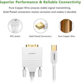 تصویر کابل تبدیل 1.5 متری mini dp male به DVI cable یوگرین مدل 10443 Ugreen mini dp male to DVI 1.5m cable