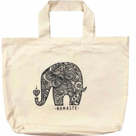 تصویر ساک دستی پارچه ای الياف طبيعی طرح : فیل 