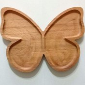تصویر ظرف چوبی راش طرح پروانه 
