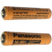 تصویر باتری نیم قلمی قابل شارژ تلفن بی سیم پاناسونیک مدل Ni-MHHHR-55AAABHRMR03 بسته دو عددی 