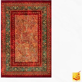 تصویر فرش ابریشم ماشینی A1066 ۱.۵ متر ۱۲۰۰ شانه قرمز 