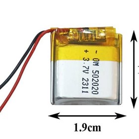تصویر باتری لیتیومی مدل 502020 ظرفیت 200 میلی آمپر ساعت 