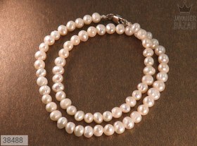 تصویر گردنبند مروارید سفید پرورشی Cultivated white pearl necklace