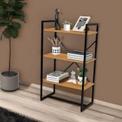 تصویر کتابخانه/شلف ترکیب چوب وفلز کد ۷۰۶۹رنگ قهوه ای /سفید 